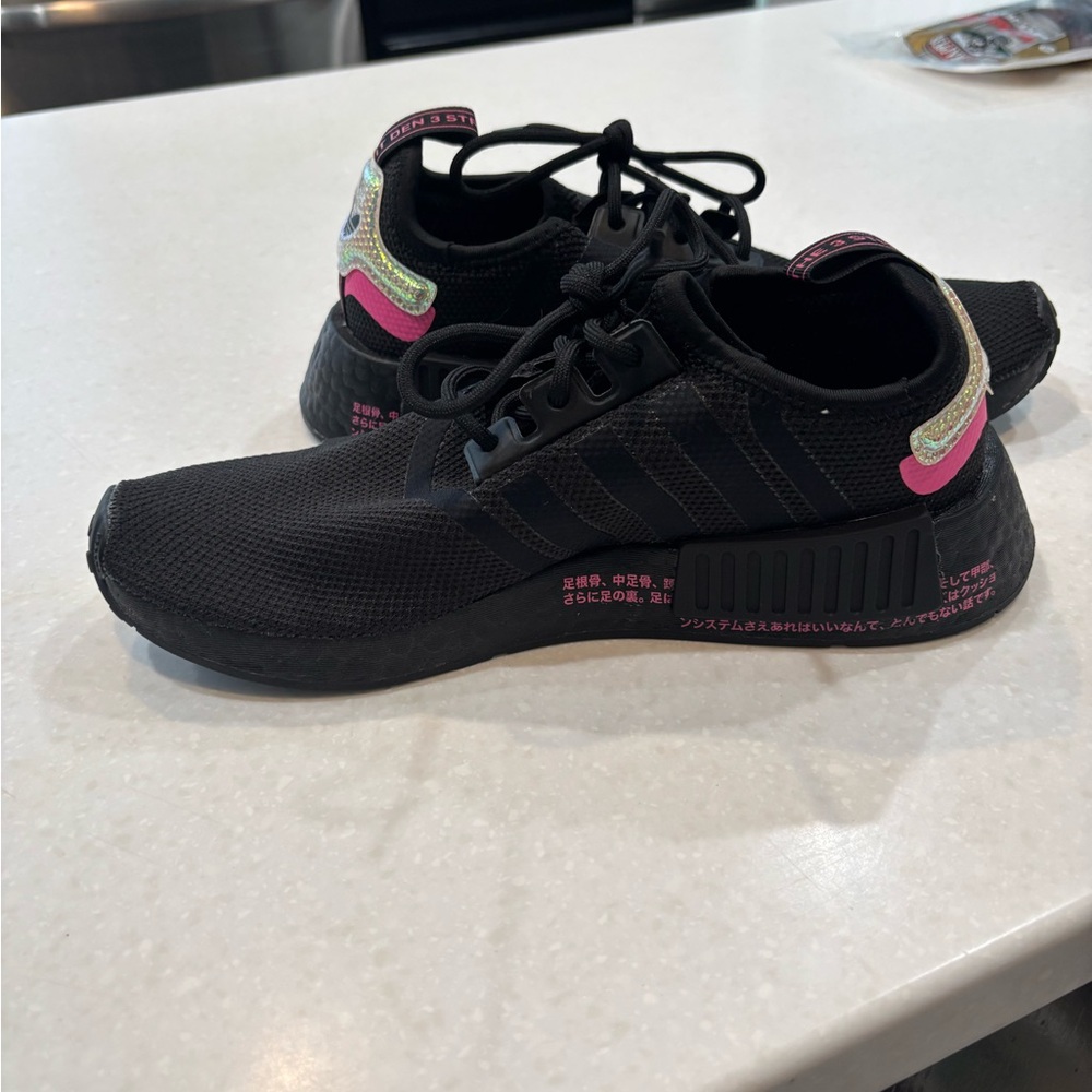 Black Sneakers with Pink and Multicolor Accents